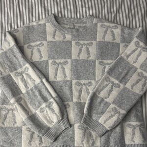a new day Gray and Cream Checkered Sweater